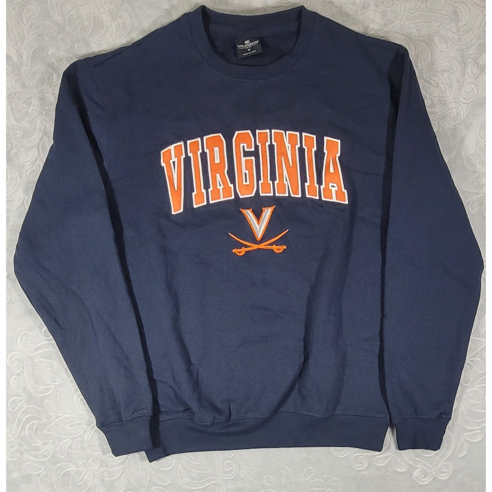 Virginia Cavaliers Colosseum Brand Navy Blue Sweatshirt Men's Size Medium NWT - Picture 1 of 6